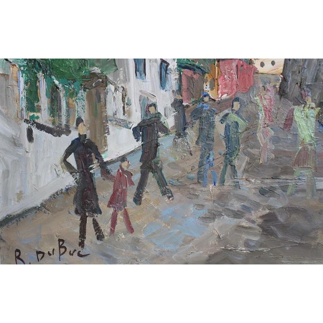 Roland Dubuc, Strollers in Montmartre, 1960s, Oil Painting on Canvas, Framed For Sale - Image 11 of 16