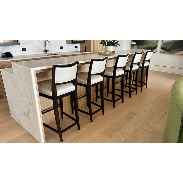 Wood Century Holly Hunt Bar Stools Set of 5 For Sale - Image 7 of 10