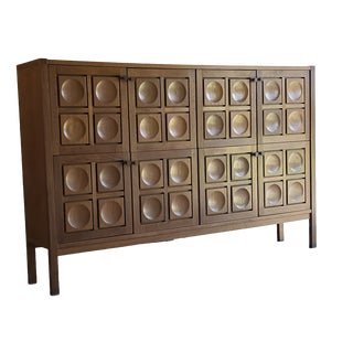 Brutalist Oak Sideboard, 1970s For Sale