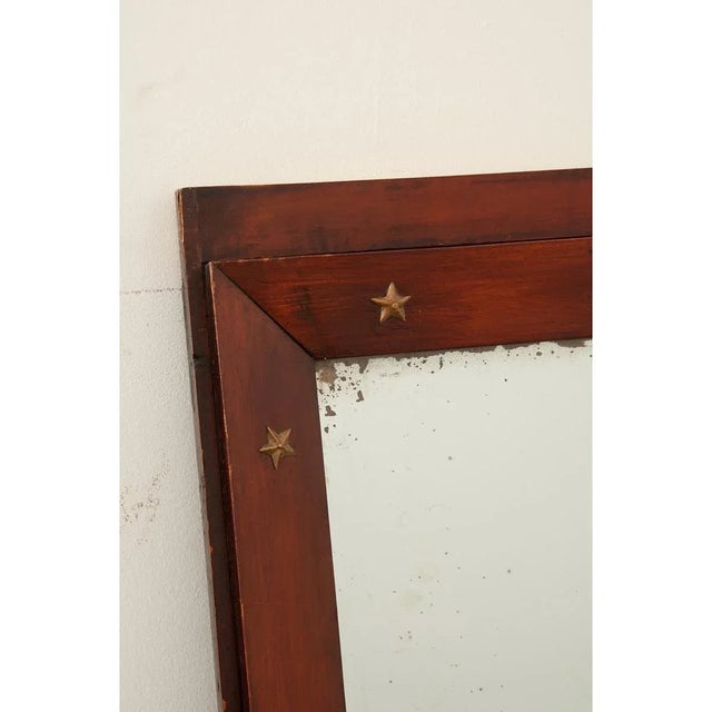 Wood French 19th Century Empire Mahogany Mirror With Bronze Stars For Sale - Image 7 of 11