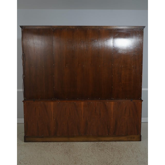 John Widdicomb Vintage Large Walnut Gothic Design Breakfront Display Bookcase For Sale - Image 17 of 18