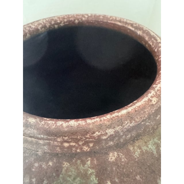 Gemstone Oversized Vintage Studio Pottery Vase With Lava Glaze Raku Firing For Sale - Image 7 of 10