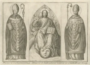 Gaultier, Religious Illustration of God the Father with S. Actenasius & S.Ianuarius, 1750, Print