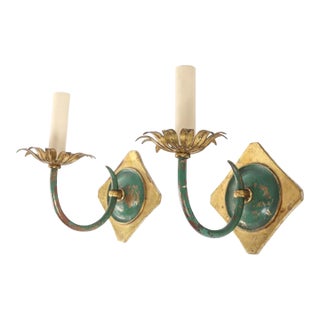 Vintage Italian Tole Wall Sconces - a Pair For Sale