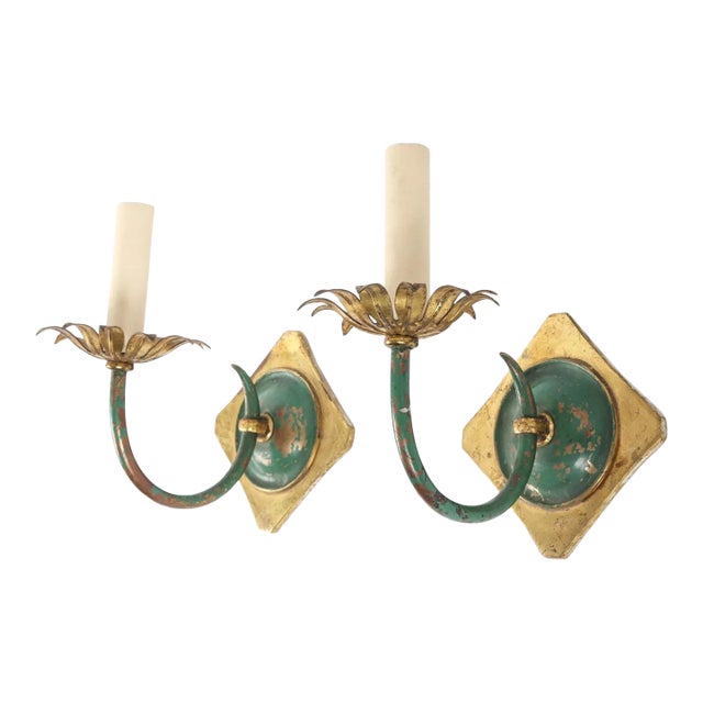 Vintage Italian Tole Wall Sconces - a Pair For Sale
