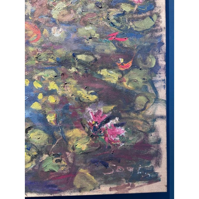 1990s Anna Sogno, Colored Water Lilies, Oil on Canvas, 1990s For Sale - Image 5 of 8