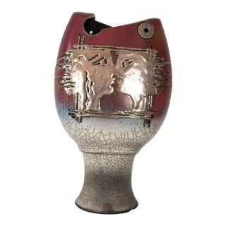 1980s Sculptural Art Pottery Vase For Sale