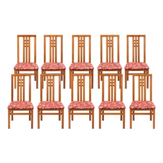 Set of 10 Ims SRL Italian Mid-Century Modern Teak Wood Dining Chairs For Sale