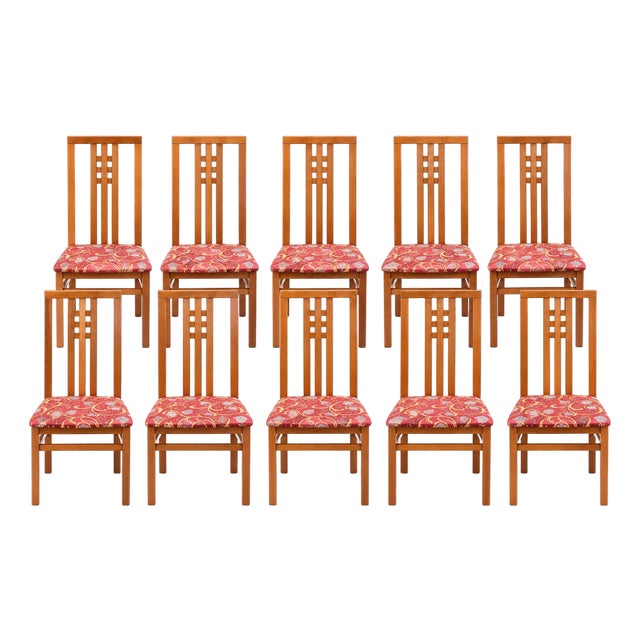 Set of 10 Ims SRL Italian Mid-Century Modern Teak Wood Dining Chairs For Sale