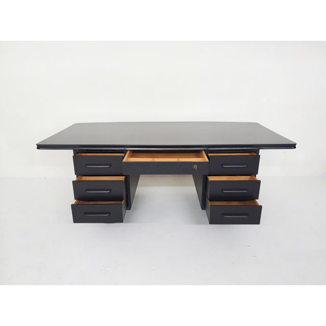 Large Black Wooden Executive Desk, 1960s For Sale - Image 14 of 18