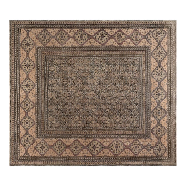 Authentic 19th Century Persian Meshad Handmade Wool Rug For Sale