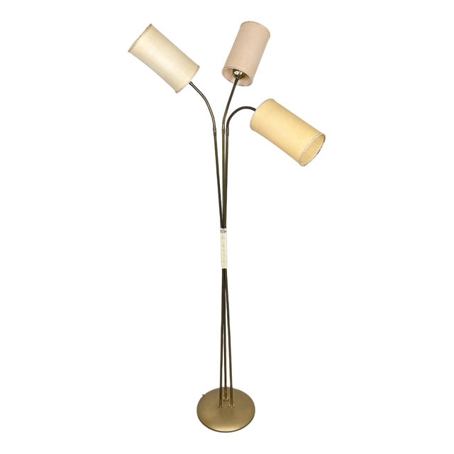 Three-Armed Brass Bag-Shaped Floor Lamp, Germany, 1950s For Sale