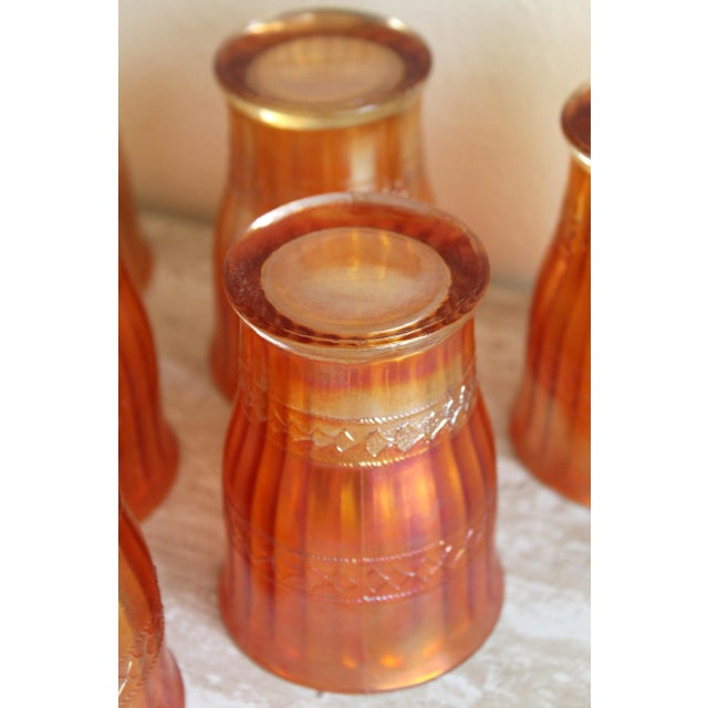 Vintage Fenton Scale Band Marigold Carnival Glass Tumblers - Set of 6 For Sale - Image 12 of 15