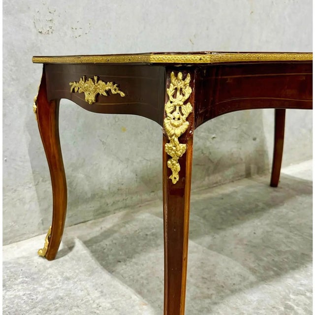 Wood Rococo Style Coffee Table – Elegant Copper Gold Finish With Ornate French Details For Sale - Image 7 of 7