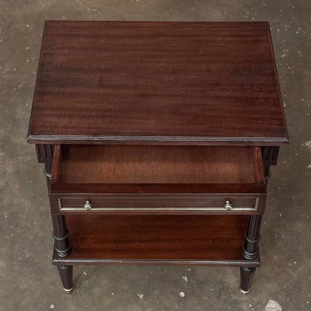 French Mid-Century Louis XVI Style Mahogany & Brass End Table For Sale - Image 15 of 18