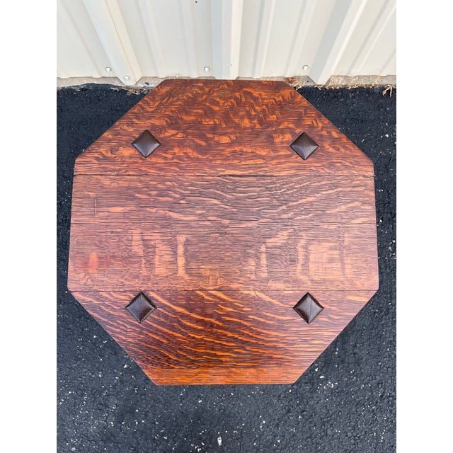 Brown Antique L & Jg Stickley Arts & Crafts Oak Tabouret Table- C. 1910 For Sale - Image 8 of 12