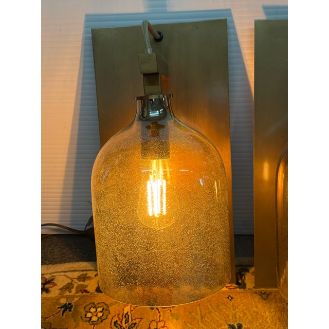 Contemporary Brass Plate + Mercury Glass Wall Sconces, Pair For Sale - Image 3 of 12