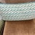 Custom down filled pillow with Thibaut cotton print in aqua.13” h by 22” wide