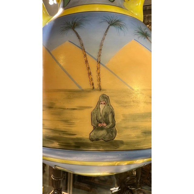 Mid 20th Century Hand-Painted Glass Islamic Mosque Lamp For Sale In New York - Image 6 of 12