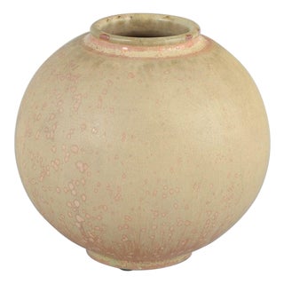 Spherical Stoneware Vase in Pink, White, and Beige Tones from Royal Copenhagen, 1930s For Sale