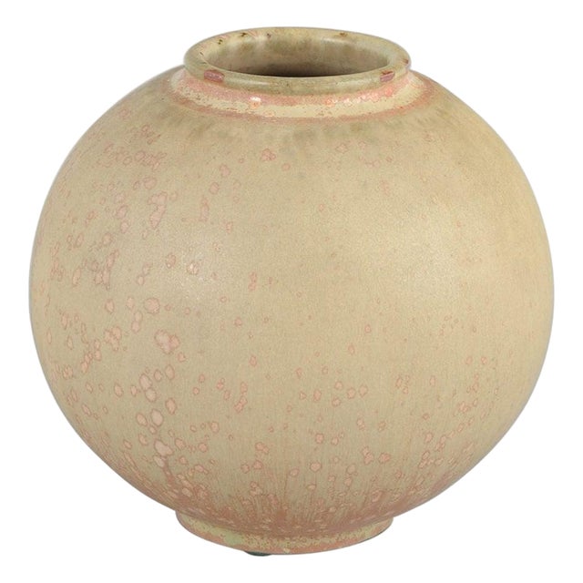 Spherical Stoneware Vase in Pink, White, and Beige Tones from Royal Copenhagen, 1930s For Sale