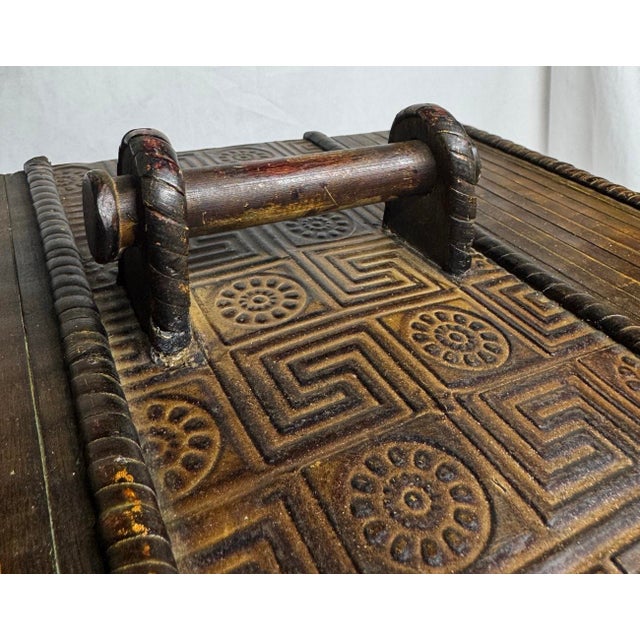 Mid 20th Century Mid 20th Century Chinese Bamboo Coiled Rattan Wood Box Embossed Patterning For Sale - Image 5 of 12