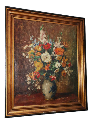 Alphonse Van Beurden, Flower Still Life, Oil Painting on Canvas