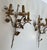 Metal 1970s 3-light wall sconces in gilded metal with leaves. French work - a Pair For Sale - Image 7 of 12