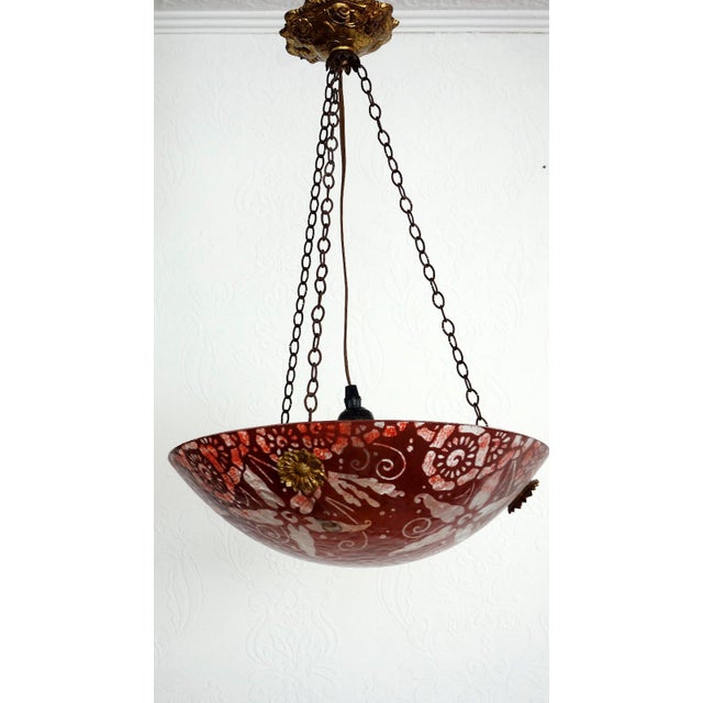 Gold Antique French Brass and Pate de Verre Pendant, 1950s For Sale - Image 8 of 14