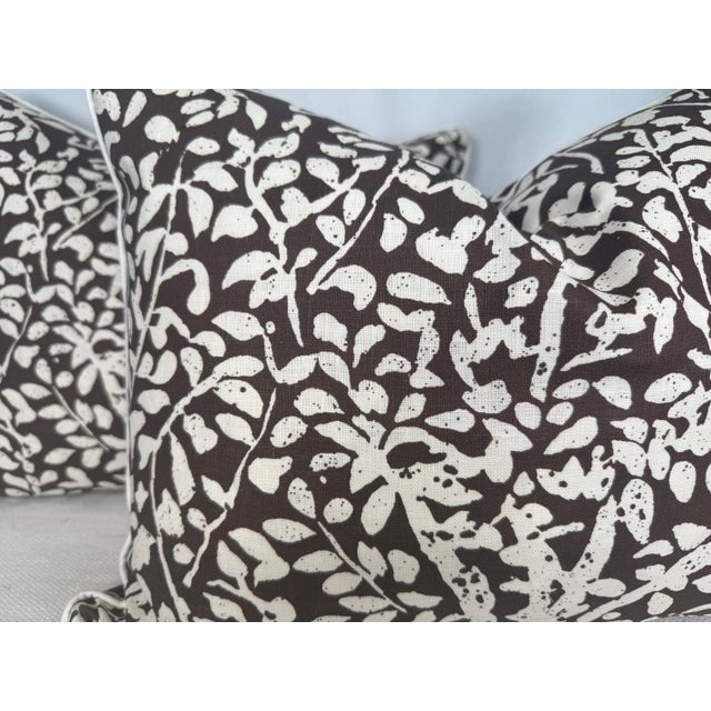 Custom pair of 16"x20" pillows covered in Quadrille China Seas "Arbre De Matisse Reverse" in color brown on tint.These...