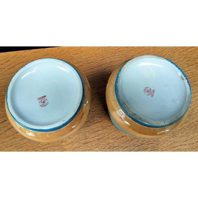 1950s Pair of 1950s Gold Castle Chikusa Japan Hand Painted Colorful Geometric Vases For Sale - Image 5 of 6