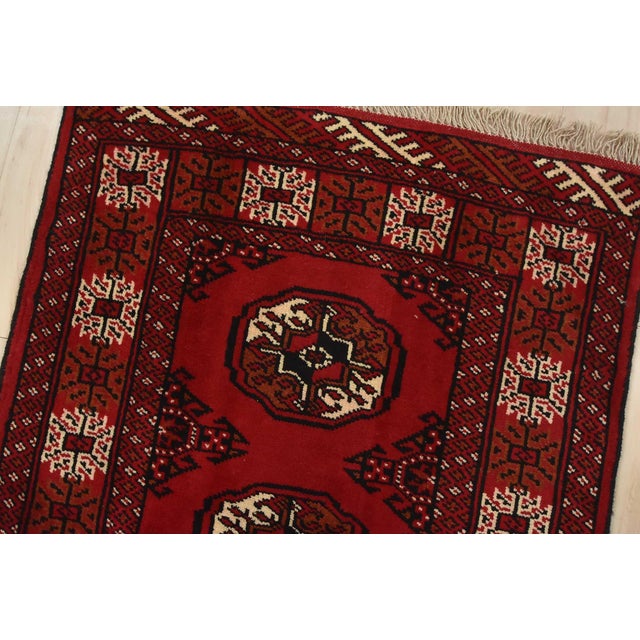 Turkmen Runner 2’7” X 9’2” Red Wool Vintage Tribal Hand-Knotted Oriental Rug For Sale In Philadelphia - Image 6 of 12