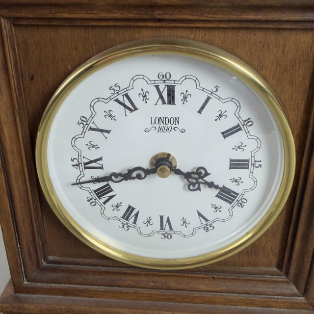 Brown Vintage Wooden Fireplace Table Clock with Quartz Movement, 1960s For Sale - Image 8 of 13