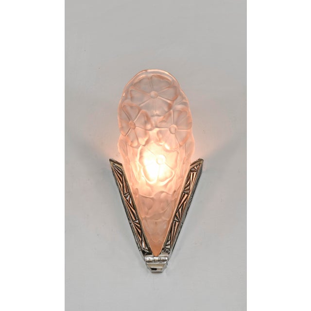 David Gueron Degue French Art Deco Wall Sconces by Degue 1930 France - A Pair For Sale - Image 4 of 9