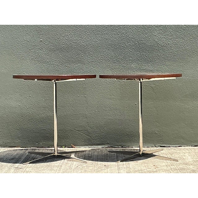 Brown Bernhardt Design Modern Wood and Chrome Accent Tables For Sale - Image 8 of 16