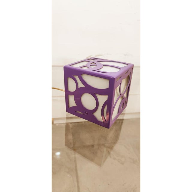 Vintage Purple and White Cube Lamp For Sale - Image 10 of 14