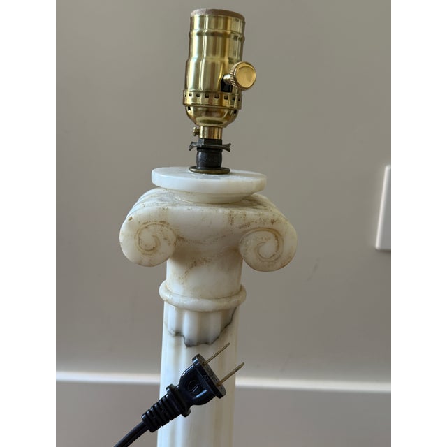 Vintage Alabaster Column Lamp Pair For Sale - Image 17 of 18