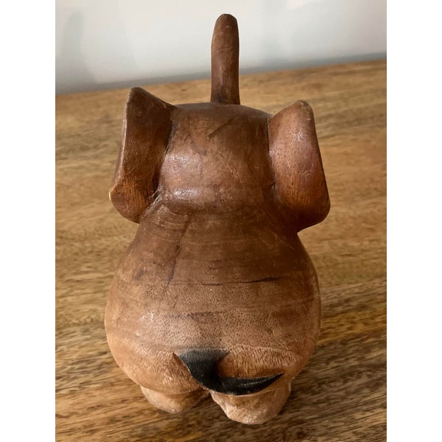 Chestnut 1960s Hand-Carved Wood Elephant Figurine For Sale - Image 8 of 9