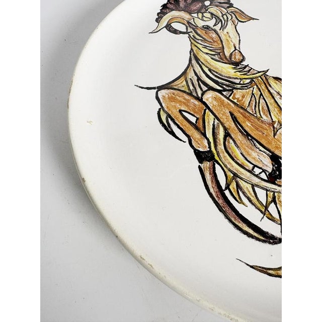 Ceramic Ceramic Plate with Rams Head Decoration, France, 1990s For Sale - Image 7 of 11