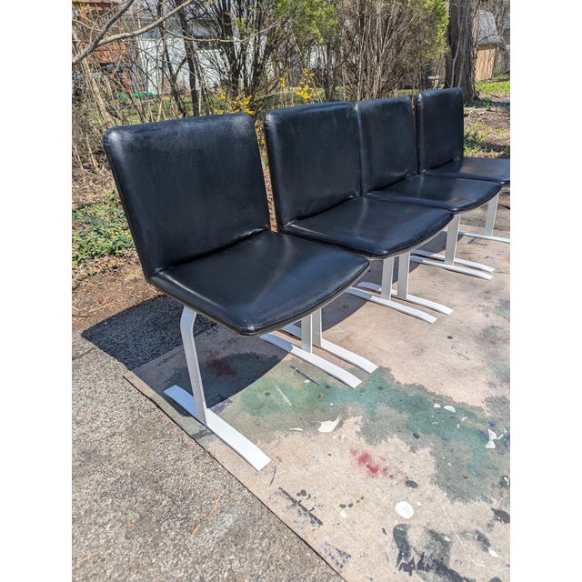 Black 1970s Attributed to Giovanni Offredi for Saporiti Italia Dining Chairs Set of 4 For Sale - Image 8 of 9