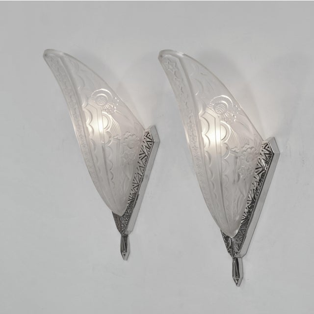 Art Deco 1930s French Art Deco Wall Sconces by Les Etablissements Donna France - a Pair For Sale - Image 3 of 11