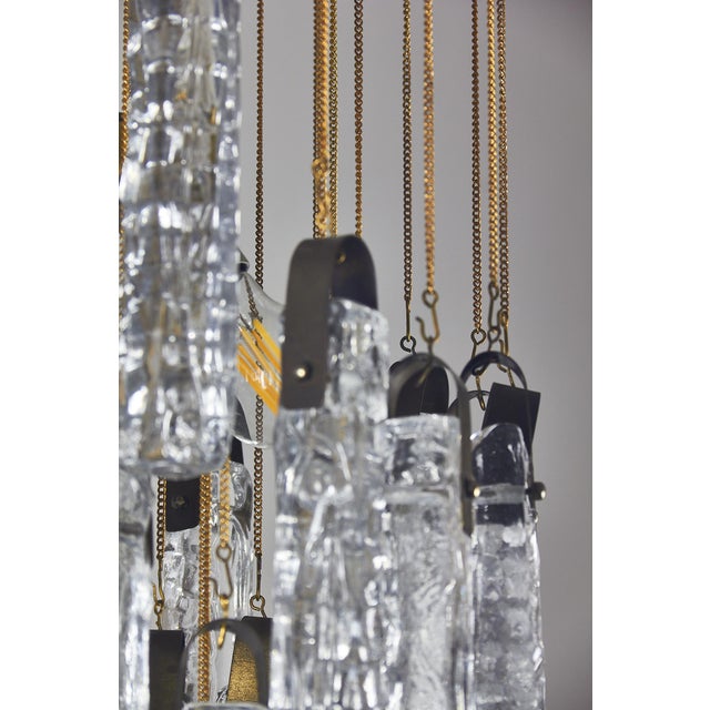 Glass and Brass Chandelier with Icicle Pendants from Itre, 1970s For Sale - Image 6 of 18