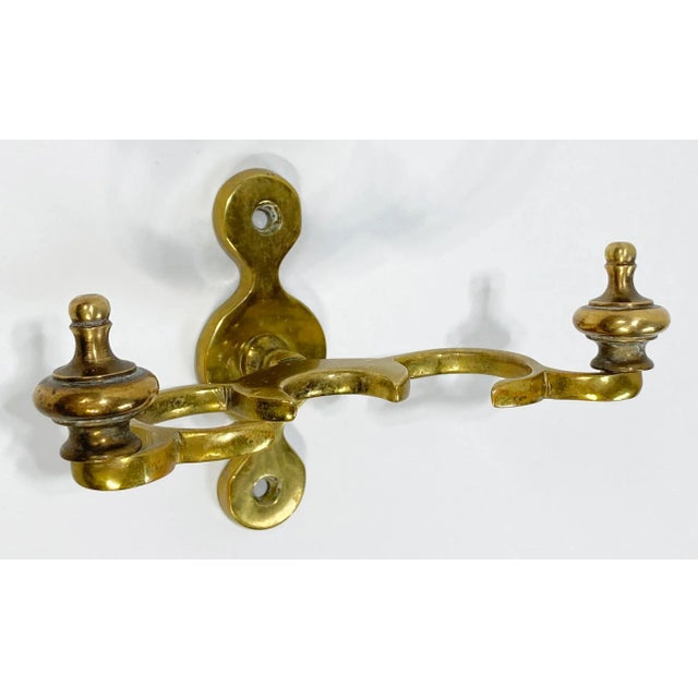 Mid 20th Century Vintage Brass Wall Mount Fireplace Tools, S/3 For Sale - Image 5 of 9