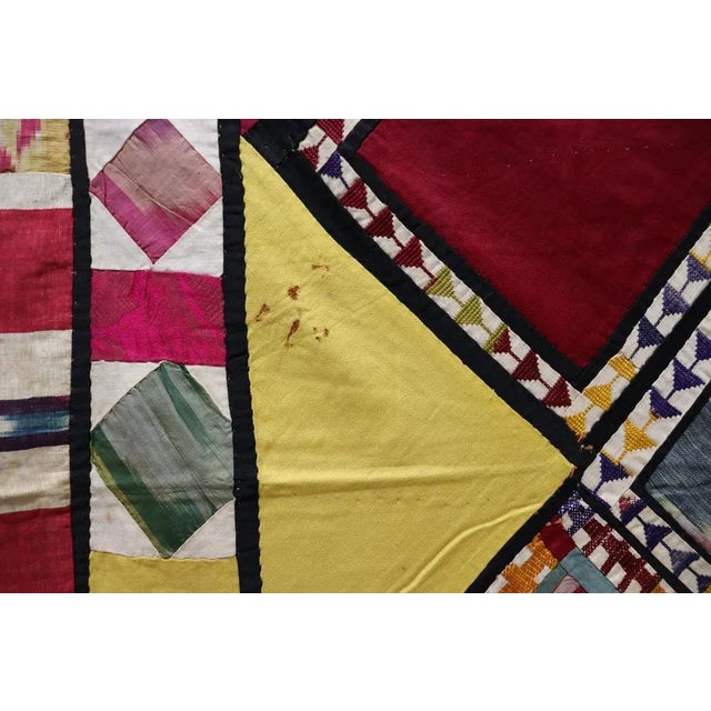 Vintage Embroidered Uzbek Wall Hung Patchwork Tapestry, 1920s For Sale - Image 4 of 12