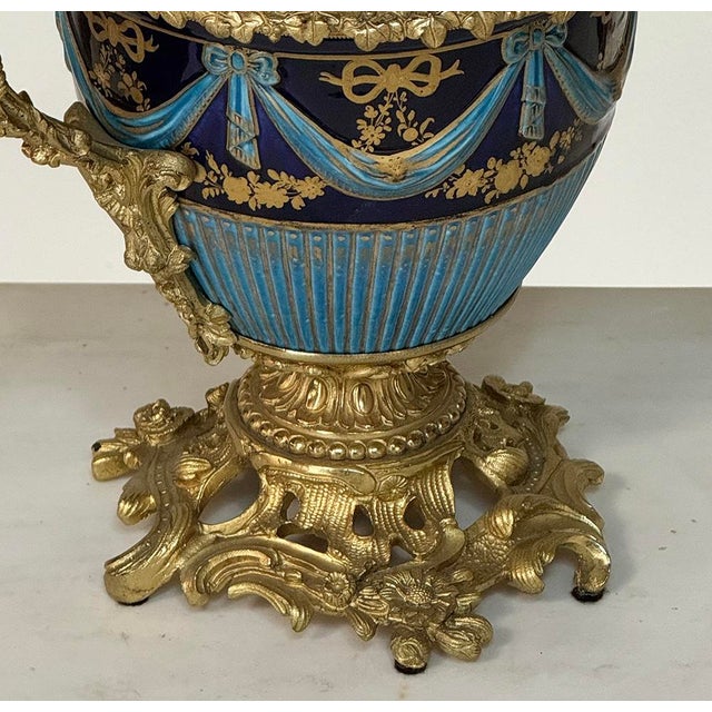 19th Century French Porcelain Vase in the Sèvres Style With Gilt Bronze Mounts For Sale - Image 11 of 18