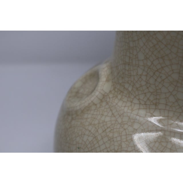 Vintage Japanese Chinoiserie Peacock & Peony Crackle Glaze Porcelain Vase by Andrea by Sadek — 9.5" For Sale - Image 14 of 18