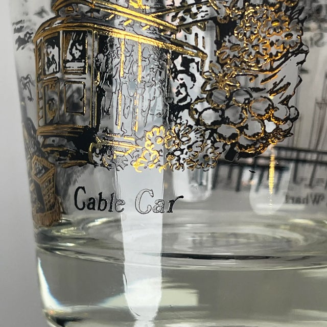 1970s Swanky Mid-Century Modern Barware Gilded San Francisco Souvenir Glasses - a Pair For Sale - Image 10 of 13
