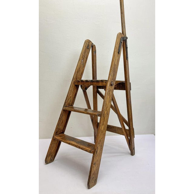 Folding Pine Painters Step Ladder, 1940s For Sale - Image 4 of 18