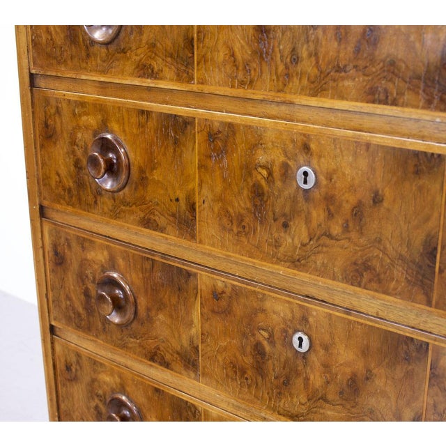 1920s Art Deco Burr Walnut Chest of Drawers, 1920s For Sale - Image 5 of 18