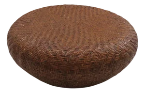 Vintage Low Round Rattan Coffee Table, 1990s